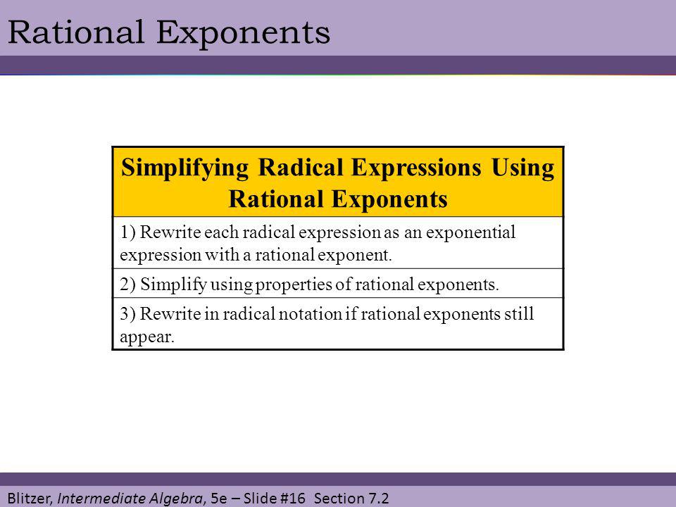Rewriting roots as rational exponents